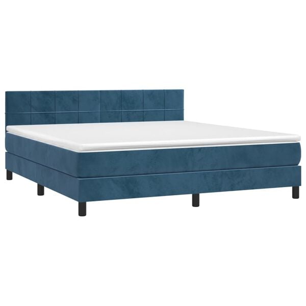 vidaXL Cama com molas/colch&atilde;o 180x200 cm veludo azul-escuro
