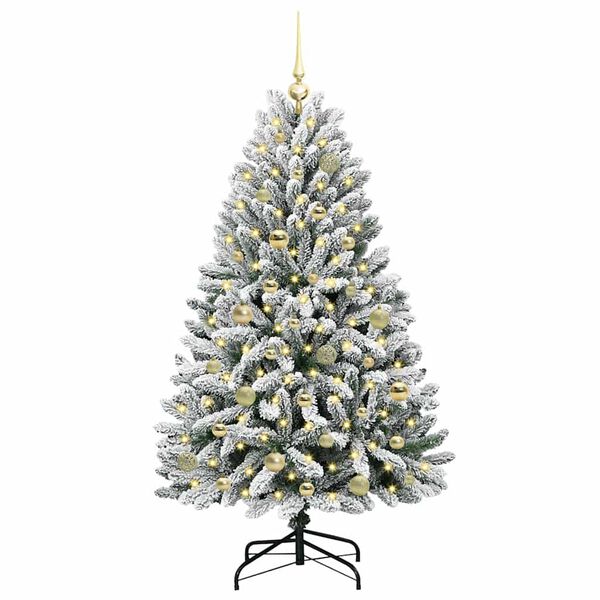 vidaXL Árvore de Natal Artificial Verde e Branco 150 cm PVC e Metal