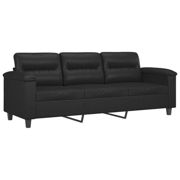 vidaXL Sof&aacute; de 3 lugares 180 cm couro artificial preto