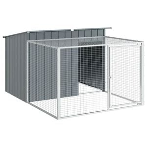 vidaXL Casota para cães com corredor antracite 153x194x110 cm aço galvanizado