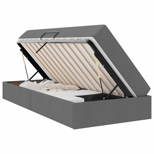 vidaXL Cama com arruma&ccedil;&atilde;o e colch&atilde;o Cinza Escuro 90 x 190 cm Poli&eacute;ster