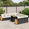 vidaXL 11 pcs conjunto sof&aacute;s de jardim c/ almofad&otilde;es vime PE preto