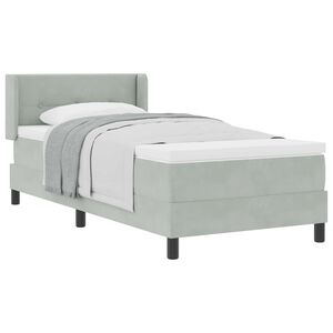 vidaXL Cama Box com cabeceira Manual Cinzento-claro 200 x 80 cm Veludo