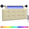 vidaXL Cabeceira suspensa Com luz LED Creme Couro Sint&eacute;tico