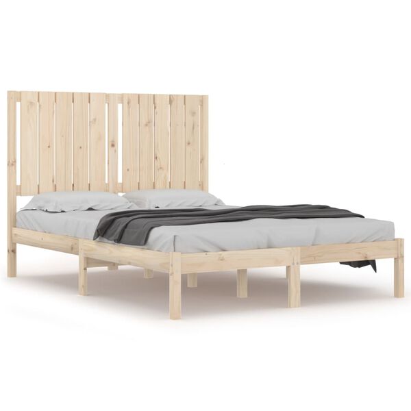 vidaXL Estrutura de cama pequena casal 120x190 cm pinho maci&ccedil;o