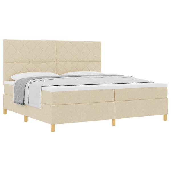 vidaXL Cama Box com colch&atilde;o com cabeceira Creme 200 x 200 cm tecido