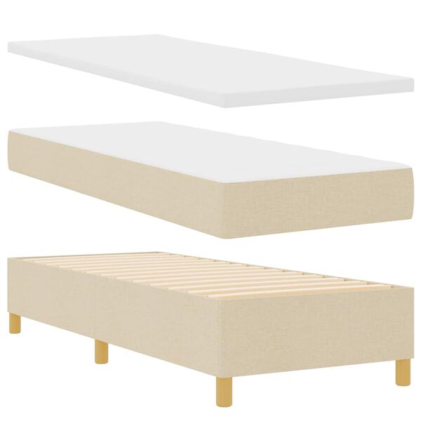 vidaXL Cama Box com colch&atilde;o com cabeceira Creme 80 x 200 cm tecido