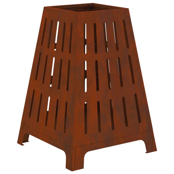 vidaXL Fire Pit Castanho 50 x 50 x 70 cm A&ccedil;o resistente &agrave;s intemp&eacute;ries