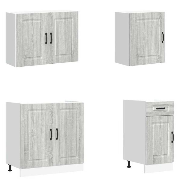 vidaXL 7 peças armário de cozinha conjunto Kalmar cinza sonoma