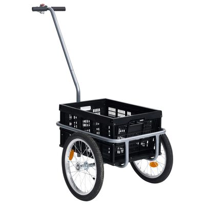 vidaXL Reboque bicicleta c/ caixa transporte dobrável 50L 60kg preto