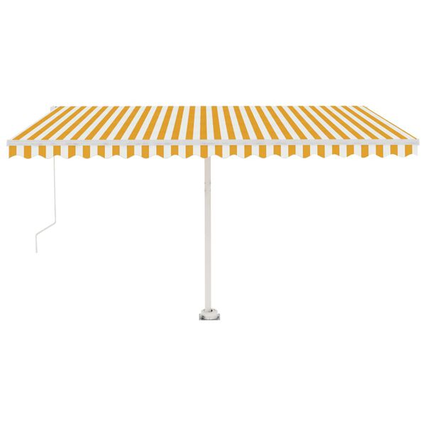 vidaXL Toldo retr&aacute;til manual com LED 450x350 cm amarelo e branco