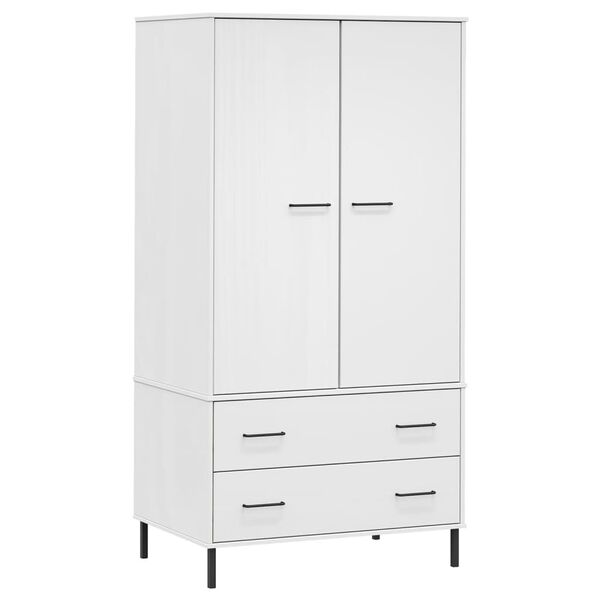 vidaXL Roupeiro c/ pernas metal 90x55x172,5 cm madeira OSLO branco