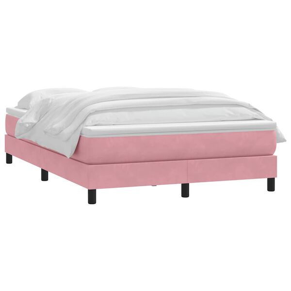 vidaXL Cama com molas/colch&atilde;o 140x210 cm veludo Rosa