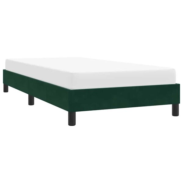 vidaXL Estrutura de cama sem colch&atilde;o 90x220 cm veludo verde-escuro