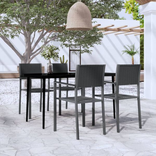 vidaXL 5 pcs Conjunto de jantar para jardim preto