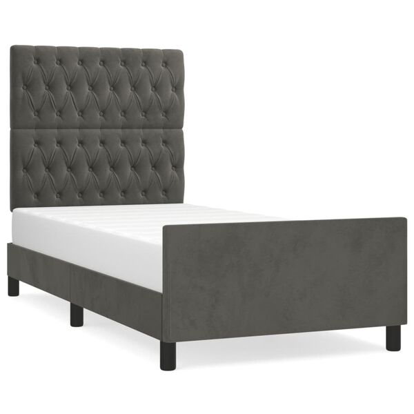 vidaXL Estrutura de cama sem colchão 90x200 cm veludo cinzento-escuro