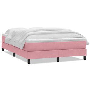 vidaXL Cama box spring com colch&atilde;o 160x210 cm veludo rosa