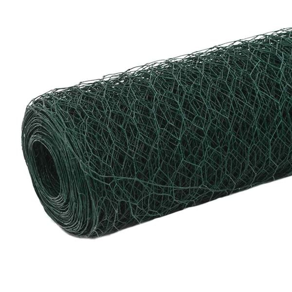 vidaXL Cerca arame galinheiro 25x1,5 m a&ccedil;o c/ revestimento PVC verde