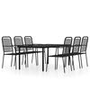 vidaXL 7 pcs conjunto de jantar para jardim preto