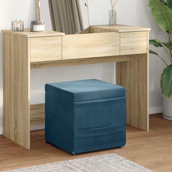 vidaXL Banqueta Azul 41 x 41 x 40 cm Veludo e Madeira de Engenharia