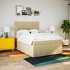 vidaXL Cama com molas/colch&atilde;o 140x190 cm tecido cor creme