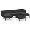 vidaXL 7 pcs conjunto lounge de jardim c/ almofad&otilde;es vime PE preto