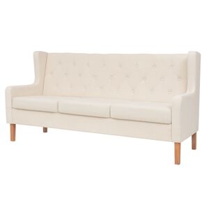 vidaXL Sof&aacute; de 3 lugares tecido branco nata