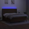 vidaXL Cama box spring c/ colch&atilde;o/LED 160x200cm tecido castanho-escuro