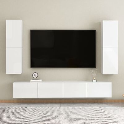 vidaXL Móveis de TV 2 pcs 30,5x30x110cm contraplacado branco brilhante