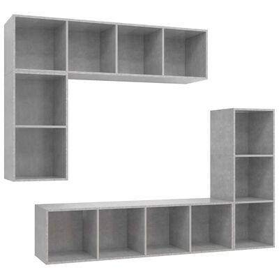 vidaXL Conjunto móveis de TV 4 pcs madeira processada cinzento cimento