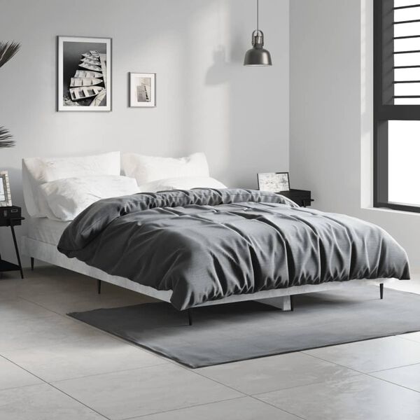 vidaXL Estrutura de cama 120x190 cm derivados de madeira cinza cimento