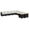 vidaXL 10 pcs conjunto sof&aacute;s de jardim c/ almofad&otilde;es vime PE preto