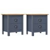 vidaXL Mesas de cabeceira Hill 2 pcs 46x35x49,5 cm pinho cinza