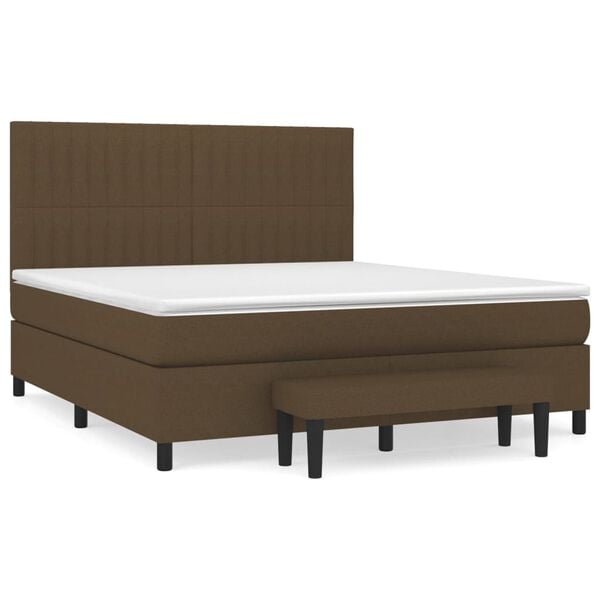 vidaXL Cama com molas/colch&atilde;o 180x200 cm tecido castanho-escuro
