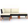 vidaXL 4 pcs conjunto lounge de jardim c/ almofad&otilde;es vime PE preto