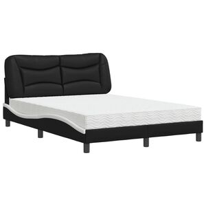 vidaXL Cama com colch&atilde;o Hvar 140x190 cm couro artificial preto