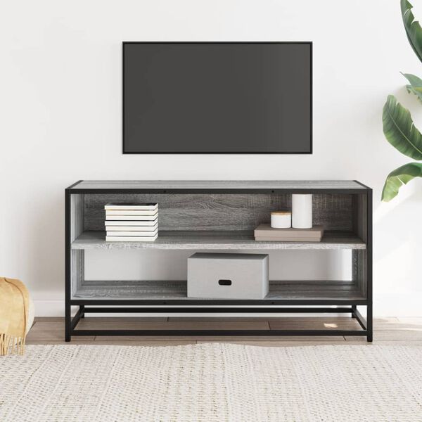 vidaXL M&oacute;vel TV 91x40x46 cm derivados madeira/metal cinzento sonoma