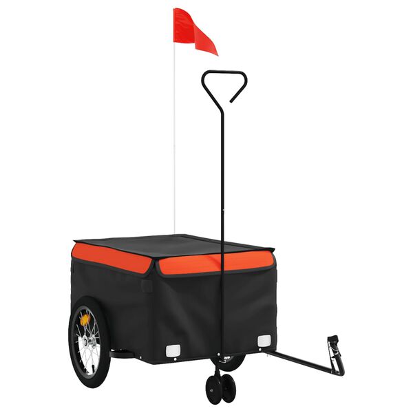 vidaXL Reboque para bicicleta 45 kg ferro preto e laranja