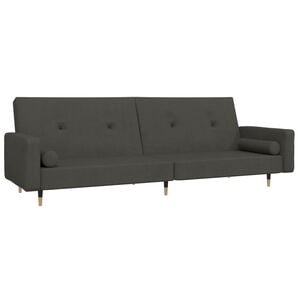 vidaXL Sof&aacute;-cama 2 lugares com duas almofadas veludo cinzento-escuro