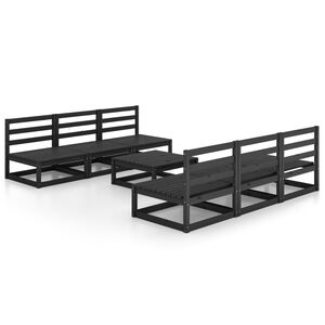 vidaXL 7 pcs conjunto lounge de jardim pinho maci&ccedil;o preto