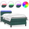 vidaXL Cama box spring c/ colch&atilde;o e LED verde-escuro 80x210 cm veludo