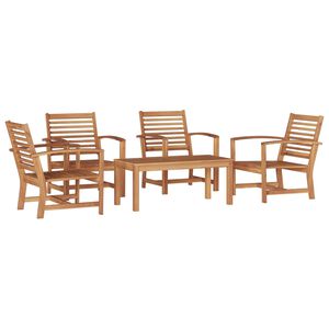 vidaXL Conjunto de Sof&aacute; de Jardim 5 pcs Natural Madeira de Teca S&oacute;lida
