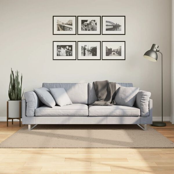 vidaXL Tapete pelo curto macio e lav&aacute;vel HUARTE 120x170 cm cor areia