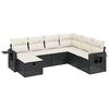 vidaXL 7 pcs conjunto de sof&aacute;s p/ jardim c/ almofad&otilde;es vime PE preto