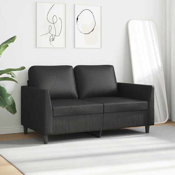 vidaXL Sof&aacute; de 2 lugares 120 cm couro artificial preto