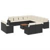 vidaXL 14 pcs conjunto de sof&aacute;s p/ jardim c/ almofad&otilde;es vime PE preto