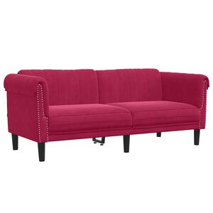 vidaXL Sof&aacute; de 2 lugares veludo vermelho tinto