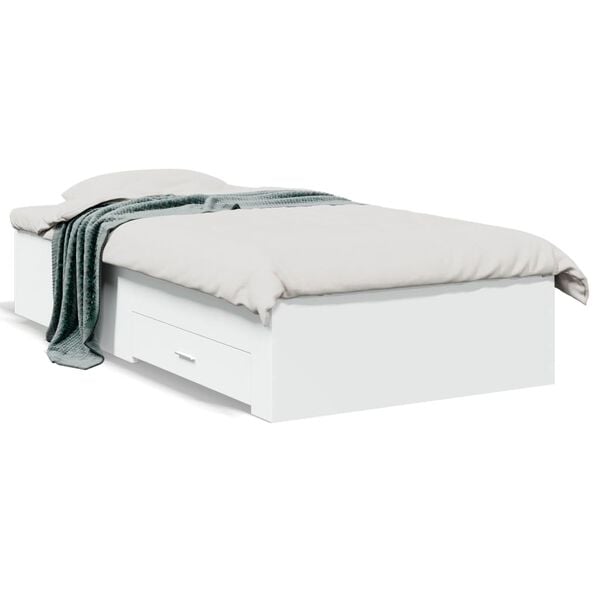 vidaXL Estrutura cama c/ gavetas 75x190 cm derivados de madeira branco