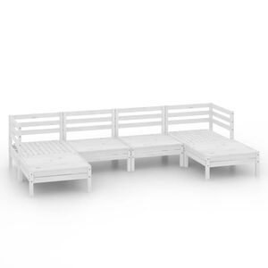 vidaXL 6 pcs conjunto lounge de jardim pinho maci&ccedil;o branco