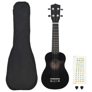 vidaXL Conjunto ukulele soprano infantil com saco 21" preto